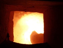 A view into the kiln at Khairpur.
