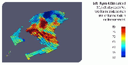 Figure 4: Distribution of SiO2 in the clay deposit (%). Note that the blocks are much smaller than the blocks in the limestone model.