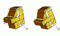 Limit positions of casing operation oscillation shape on first harmonic component of tooth frequency of mill girth gear. Undeformed casing is shown by a dashed line.