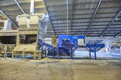View of the ReTec bale-opener at Aalborg Portland in Denmark.