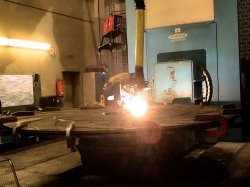 Welding an impeller section. The company is looking to automate some welding with the purchase of a robotic welding machine later in 2018.
