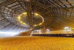 Inside one of the plant’s FLSmidth circular storage domes.