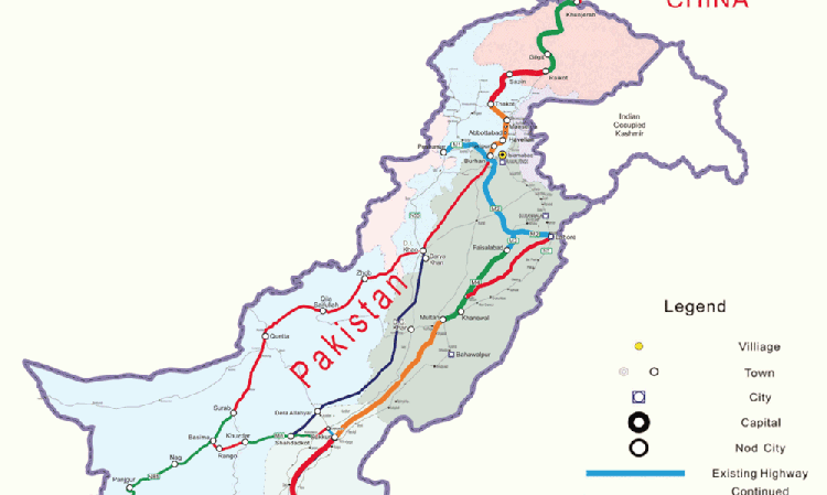 Position of the Khairpur plant, in relation to the main cities of Pakistan and significant projects in the Chinese-backed Pakistan Economic Corridor.