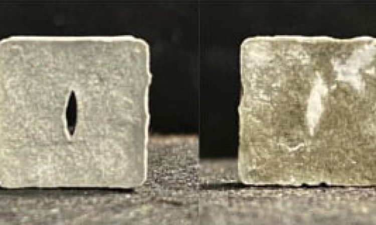 A 1mm x 3mm notch in a sample of concrete containing ECI was able to 'heal' following the application of a calcium silicate solution.