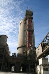 Cement dispatch silo for trucks. Around 60% of the plant's cement goes out by truck.