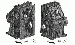 Discretised casing of 6MW side drive gearbox in ANSYS environment.