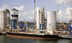 Figure 3: Cement terminals at Jurong Port, Singapore, are the country's contribution towards an active cement industry. Photo: IBAU Hamburg.