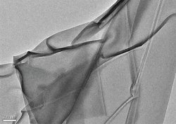 Scanning electron microscope image of single layer 'pristine' graphene, at different scales.