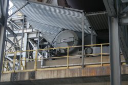 Detail under the kiln showing an FLSmidth drive.
