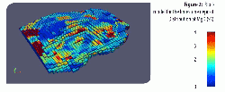 Figure 2: Block model for the limestone deposit. Distribution of MgO (%).