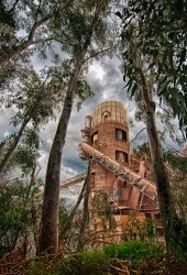 The dopol (pre-heater) of kiln No 2 at the Titan Depano Achaias plant in Greece, viewed through nearby tree. Source: Paul Touliatos, Titan Cement Co, entrant to the Global Cement Photography Competition.