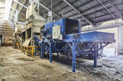View of the ReTec bale-opener at Aalborg Portland in Denmark.