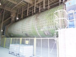 One of the plant’s two Polysius cement ball mills.