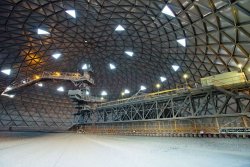Inside the Martinsburg plant's circular raw meal storage dome.