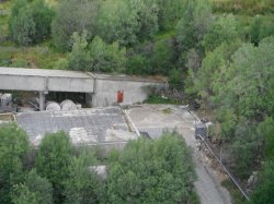 The exit of the tunnel that houses the 1km-long limestone conveyor under Kjopsvik village.