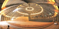 Inside the limestone circular storage area with Bedeschi equipment for line six at Arabian Cement Co's Rabigh plant. (Image submitted for 2nd Global Cement photography competition by Massimo Zampieron, Bedeschi  S.p.A.)
